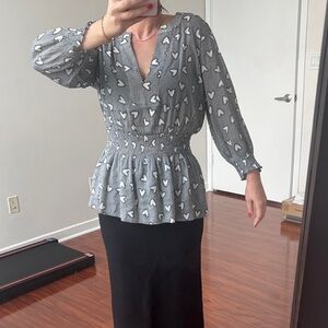 Alfani Gray Heart Patterned Blouse